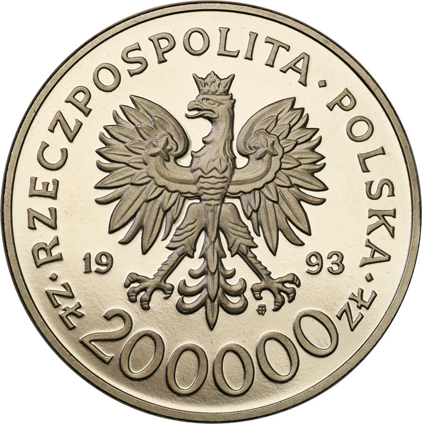 III RP. PRÓBA Nikiel 200 000 złotych 1993 Szczecin